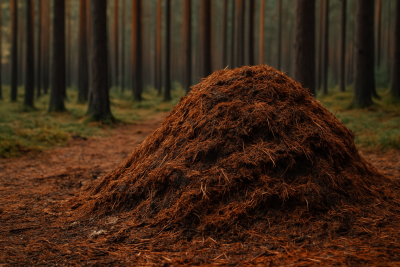Warstwa ściółki leśnej z igliwia, liści i próchnicy jako biomasa - odbiór ściółki przez rolnika