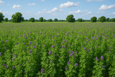 mieszanki trawy z lucerną - jak unikać wzdęć u krów